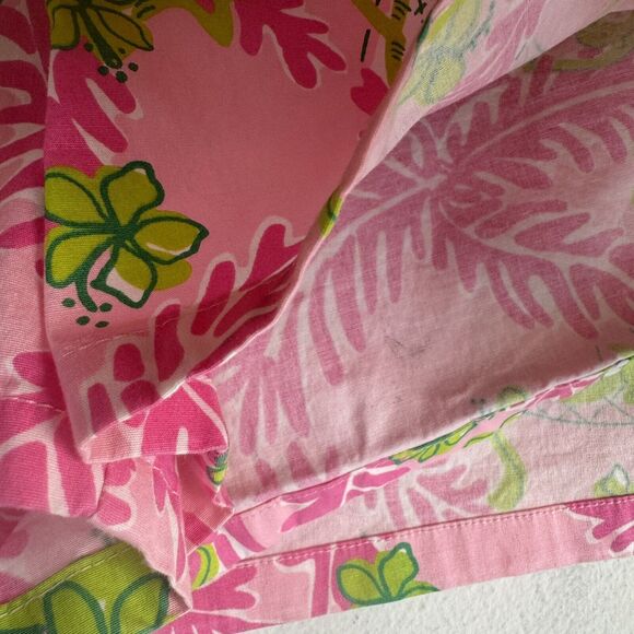 Lilly Pulitzer Pink + Lime green Shorts Skirt cotton monkey skirt sz 8 - Picture 5 of 16